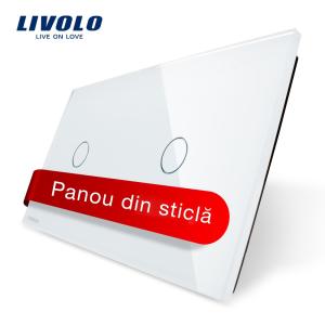 Panou intrerupator simplu+simplu cu touch Livolo din sticla Panou intrerupator simplu+simplu cu touch Livolo din sticla