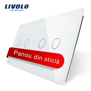 Panou intrerupator dublu+dublu cu touch Livolo din sticla Panou intrerupator dublu+dublu cu touch Livolo din sticla