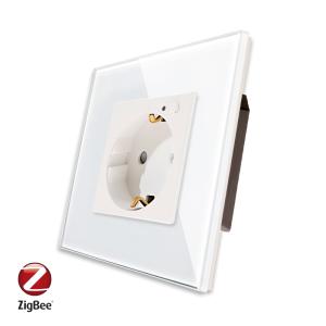 Priza inteligenta pentru perete LUXION Zigbee cu rama din sticla Priza inteligenta pentru perete LUXION Zigbee cu rama din sticla