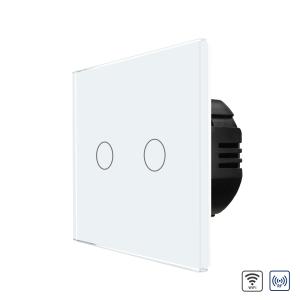Intrerupator Dublu Wi-Fi + RF433 cu Touch din Sticla LUXION Intrerupator Dublu Wi-Fi + RF433 cu Touch din Sticla LUXION