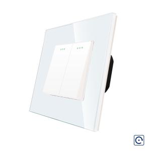 Intrerupator Dublu Mecanic cu Reset / Revenire LUXION cu Rama din Sticla Intrerupator Dublu Mecanic cu Reset / Revenire LUXION cu Rama din Sticla