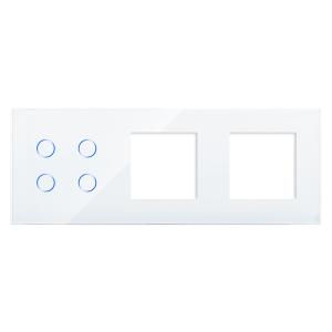 Panou Intrerupator Cvadruplu cu Touch si 2 Prize Simple Din Sticla LUXION Panou Intrerupator Cvadruplu cu Touch si 2 Prize Simple Din Sticla LUXION