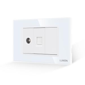 Priza TV + Internet cu Rama din Sticla LUXION, Standard Italian, 3M Priza TV + Internet cu Rama din Sticla LUXION, Standard Italian, 3M