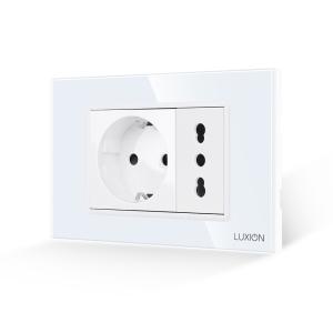 Priza Schuko + Universala Italiana cu Rama din Sticla LUXION, Standard Italian, 3M Priza Schuko + Universala Italiana cu Rama din Sticla LUXION, Standard Italian, 3M